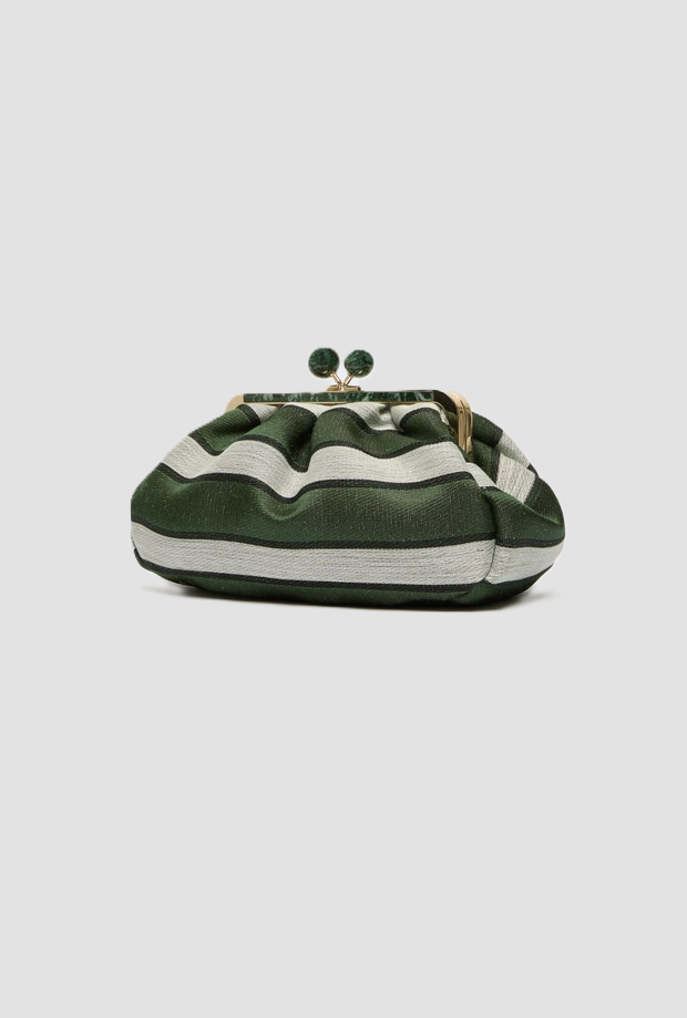 bolsa de pasta de mujer verde de rayas media