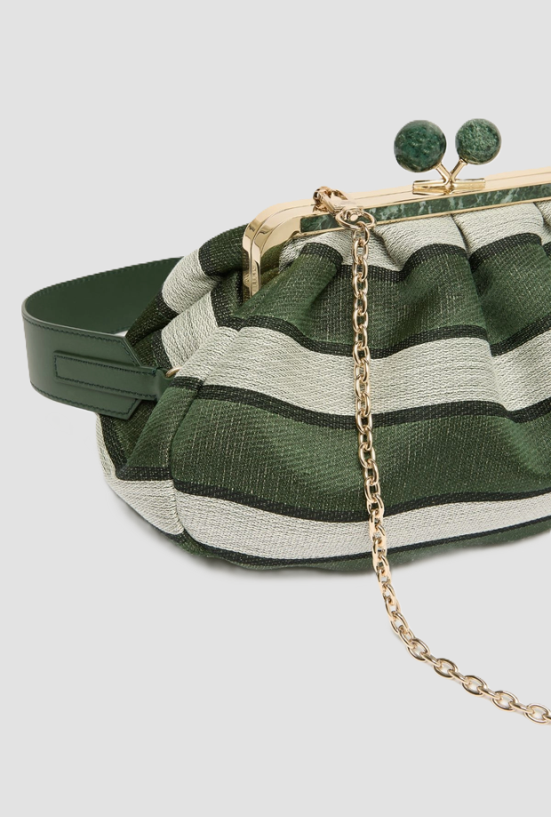 bolsa de pasta de mujer verde de rayas media
