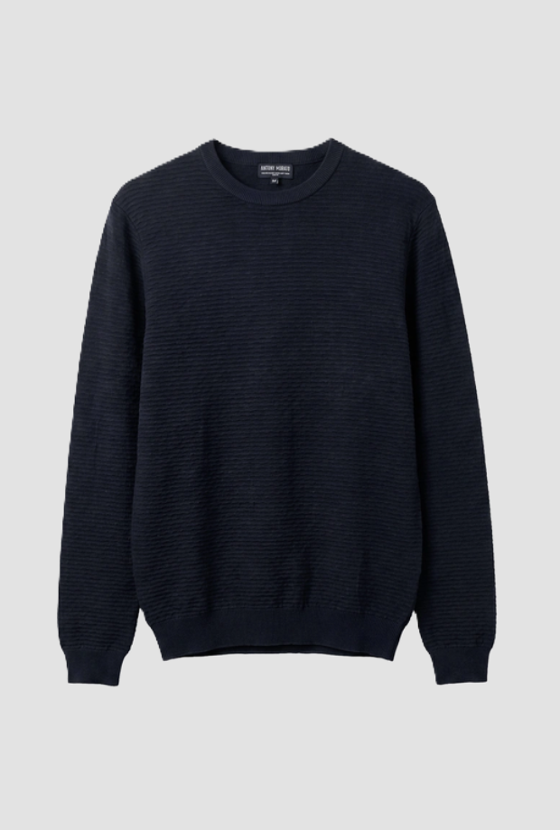 blue marine ribbed mesh