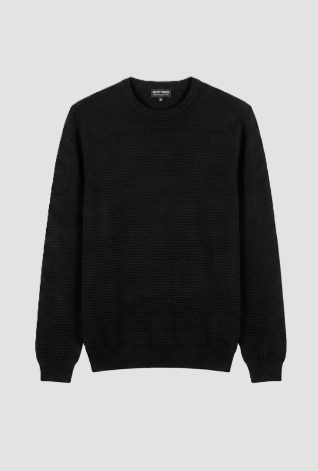 maglia a costine da uomo nero