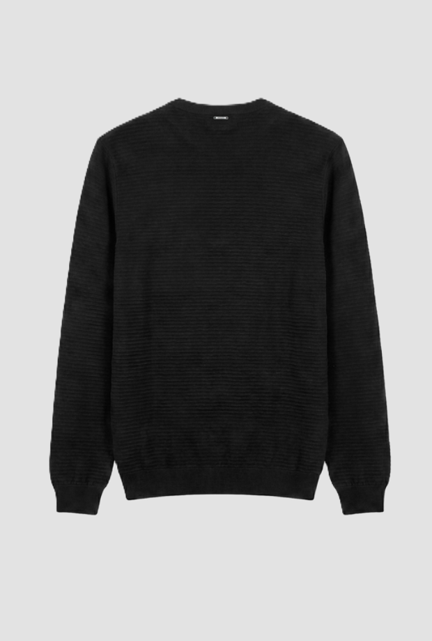maglia a costine da uomo nero