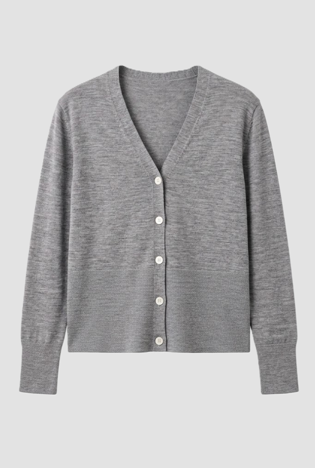 cardigan a v mujer gris