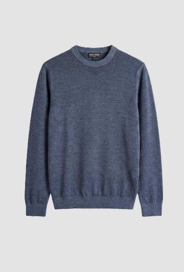 knitted merino wool man indigo