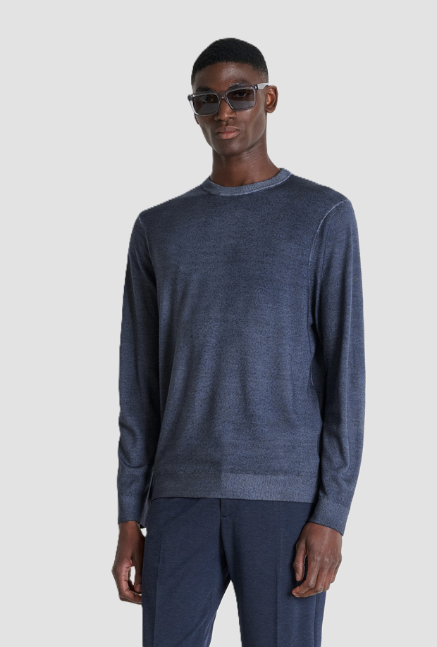 knitted merino wool man indigo