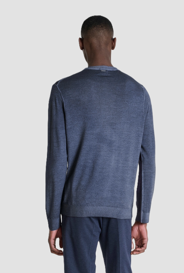 knitted merino wool man indigo