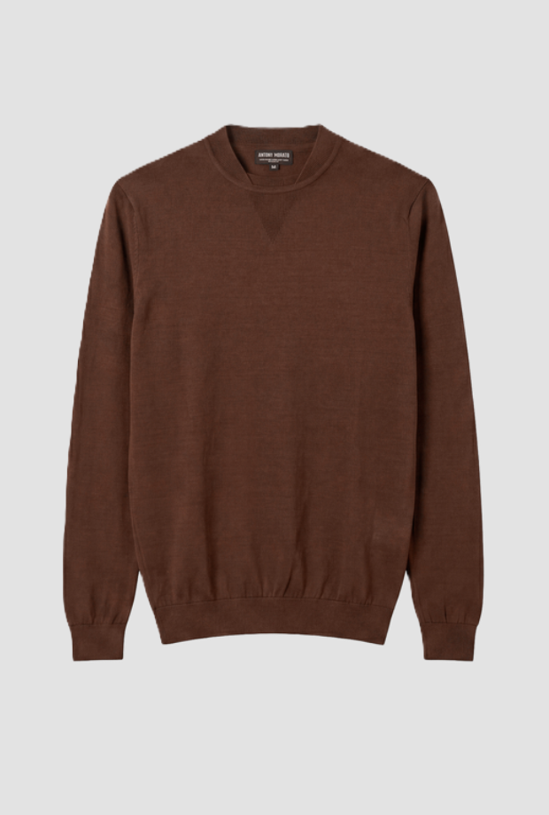 maglia con dettaglio a v uomo tabacco