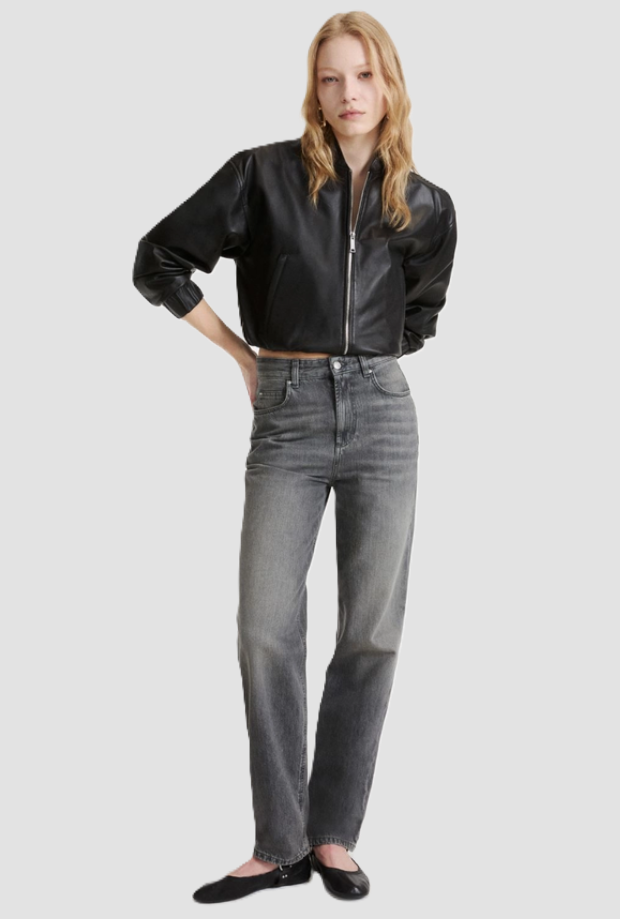 jeans mom fit donna grigio