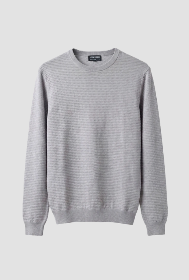 maglia a costine da uomo grigio pietra