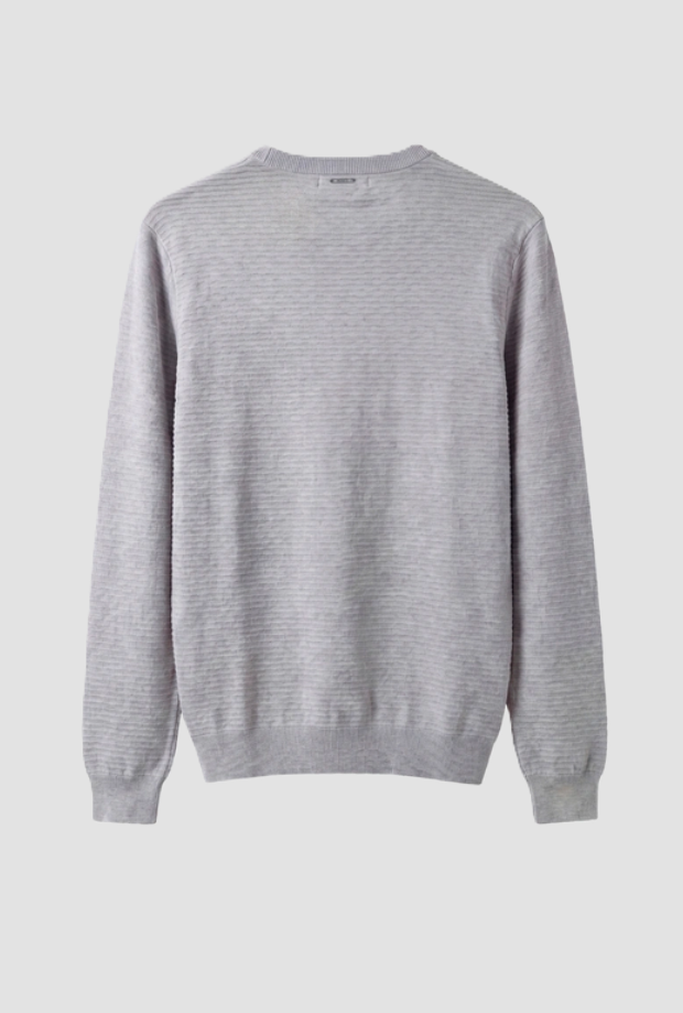 maglia a costine da uomo grigio pietra