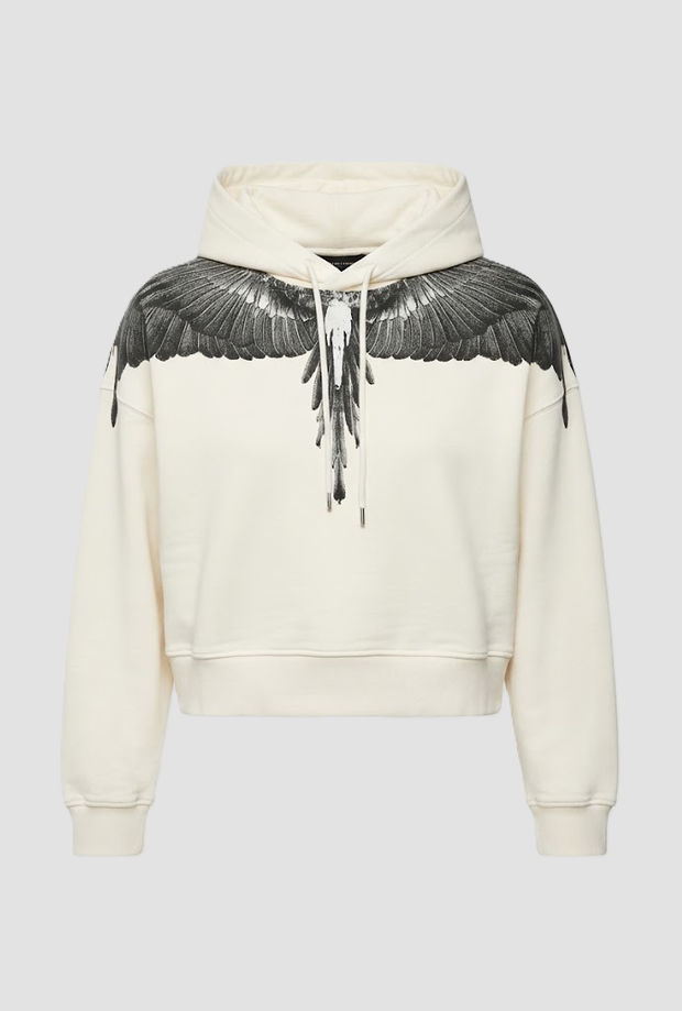 Sudadera crop con crema de mujer capucha