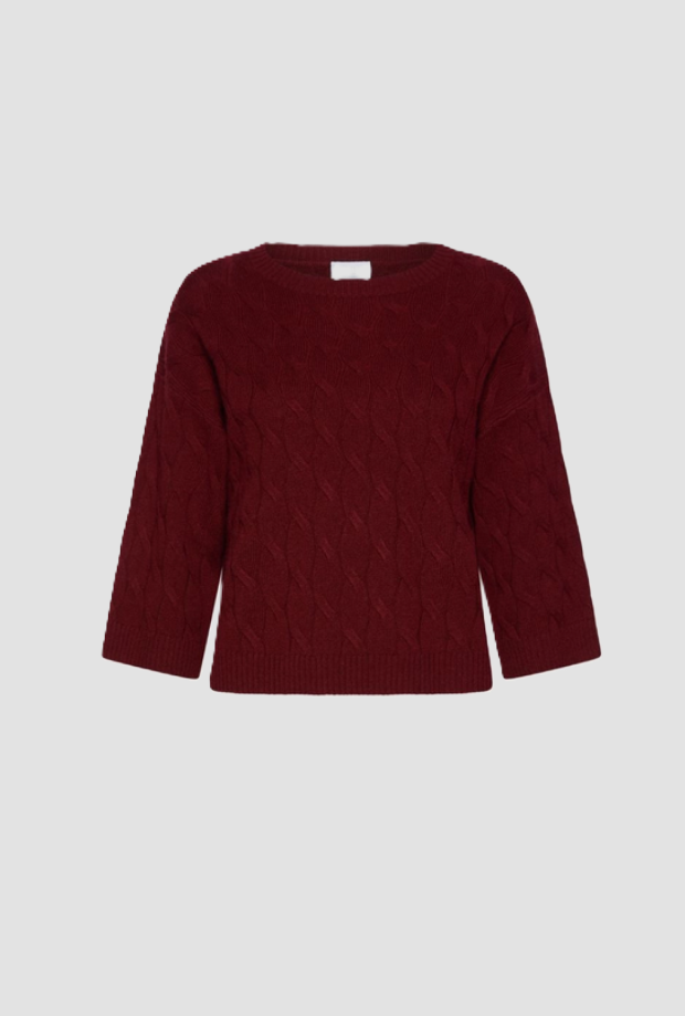 Women's Mixed Waist Knit Cashmere bordeaux