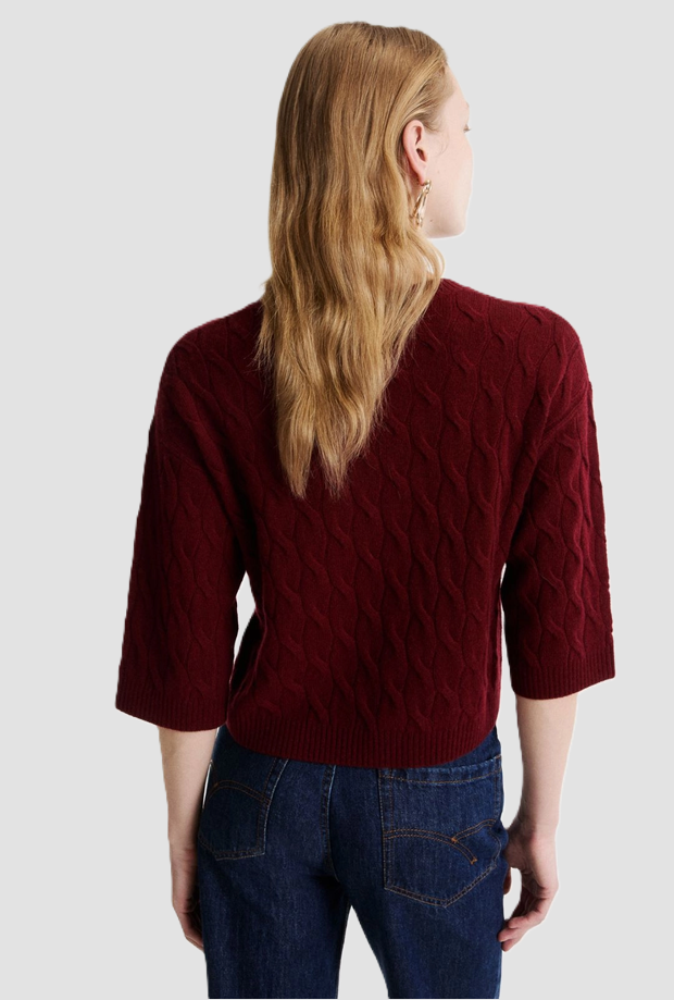 Women's Mixed Waist Knit Cashmere bordeaux