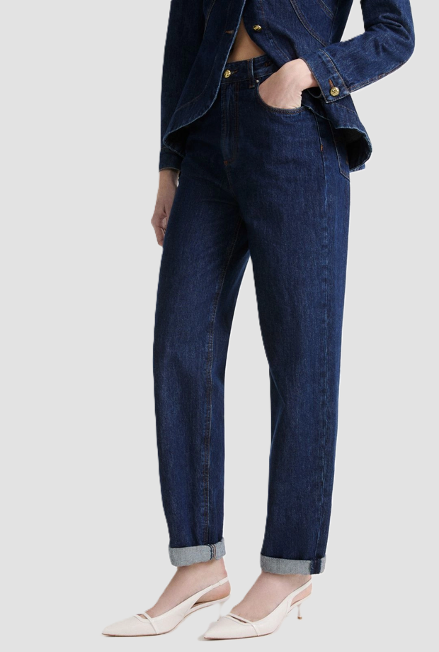 jeans mom fit woman navy blue