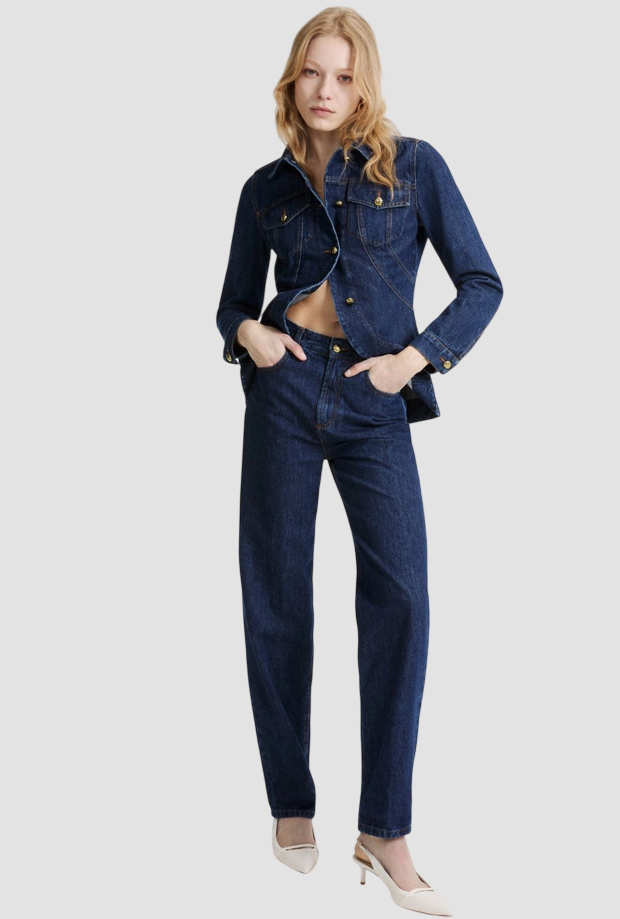 jeans mom fit woman navy blue