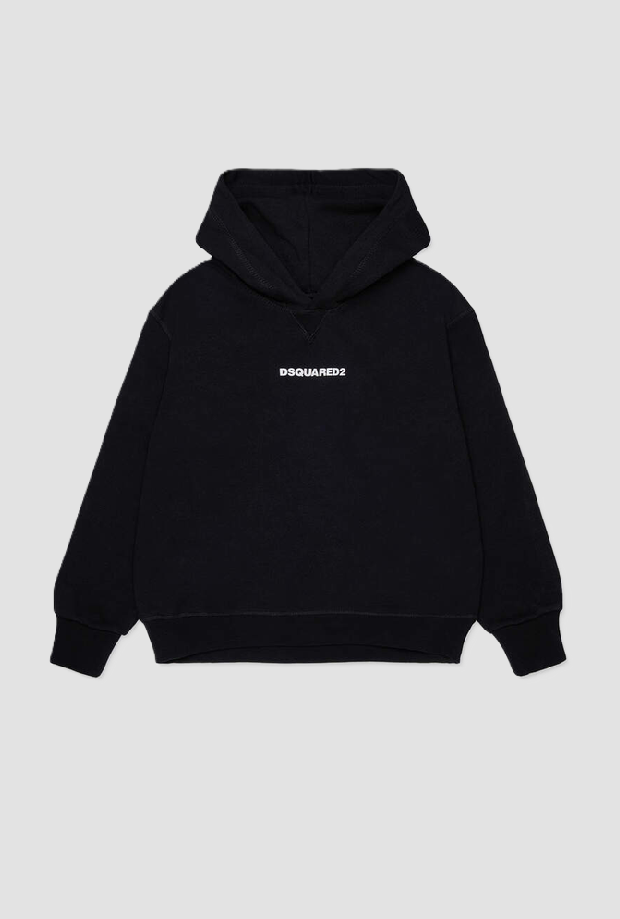 felpa con cappuccio e logo bambino nero
