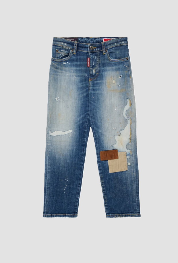 jeans con parche de bebé azul