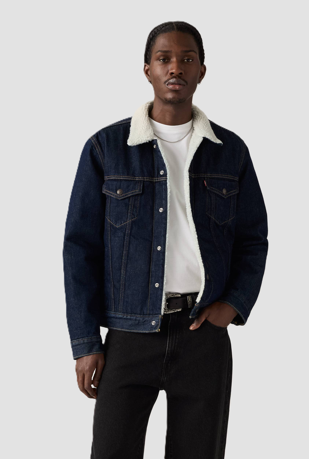 giubbotto sherpa trucker type iii uomo blu scuro