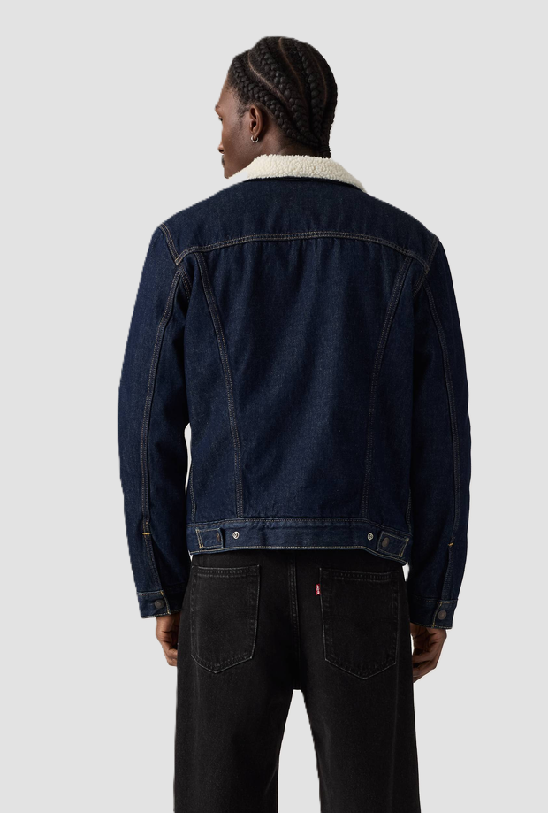 giubbotto sherpa trucker type iii uomo blu scuro