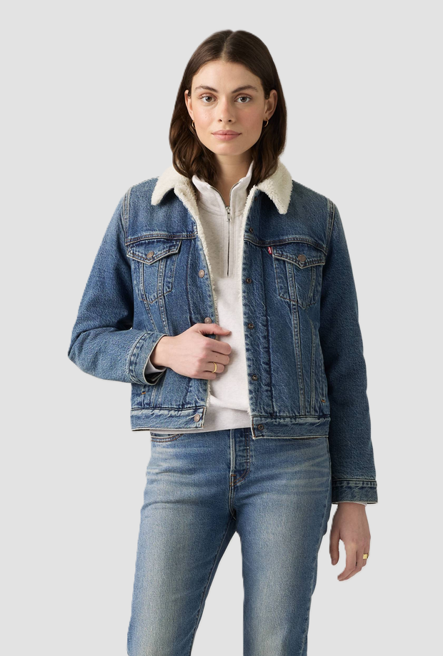 giubbino sherpa trucker donna blu medio