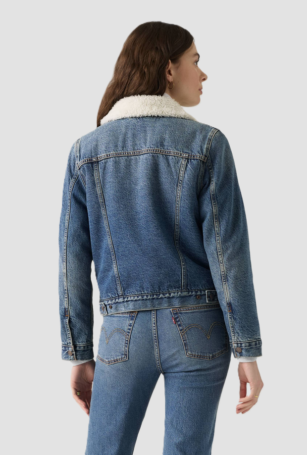giubbino sherpa trucker donna blu medio