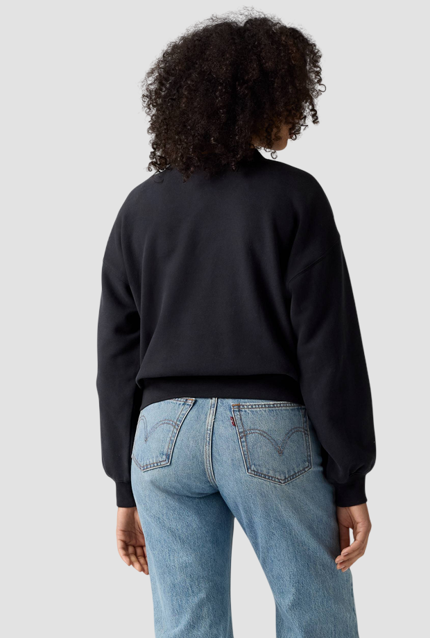 felpa girocollo con fiori donna nero