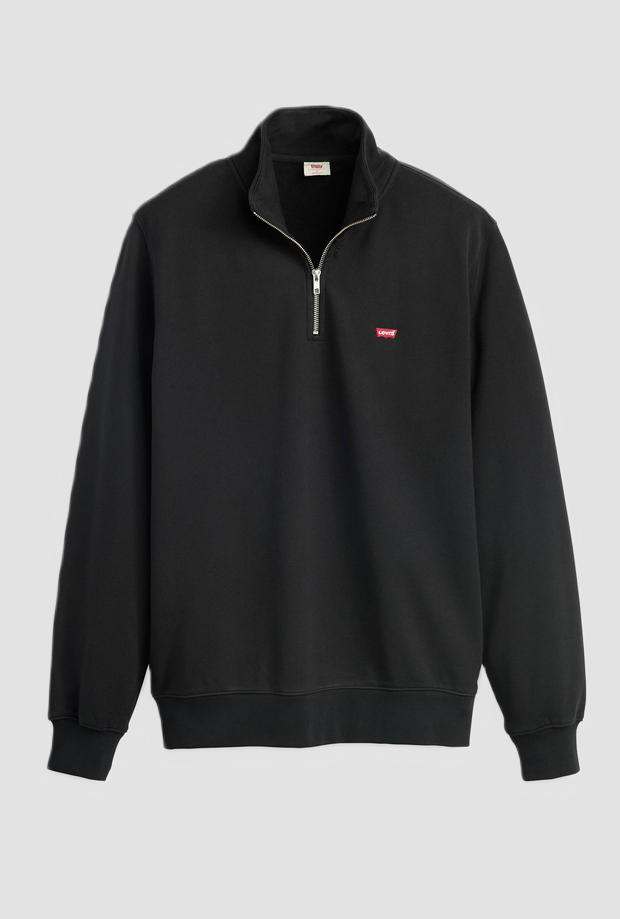 pullover mezza zip uomo nero