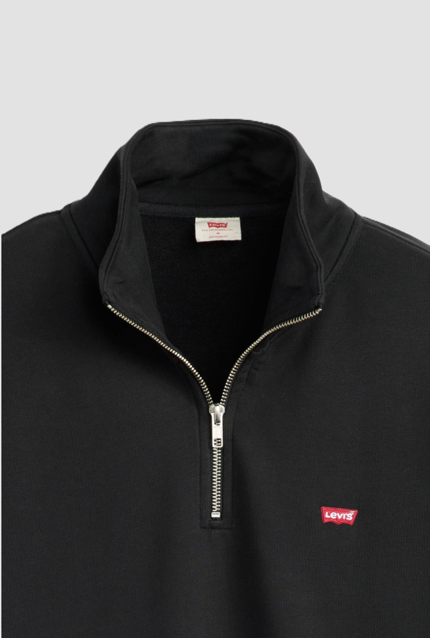 pullover mezza zip uomo nero