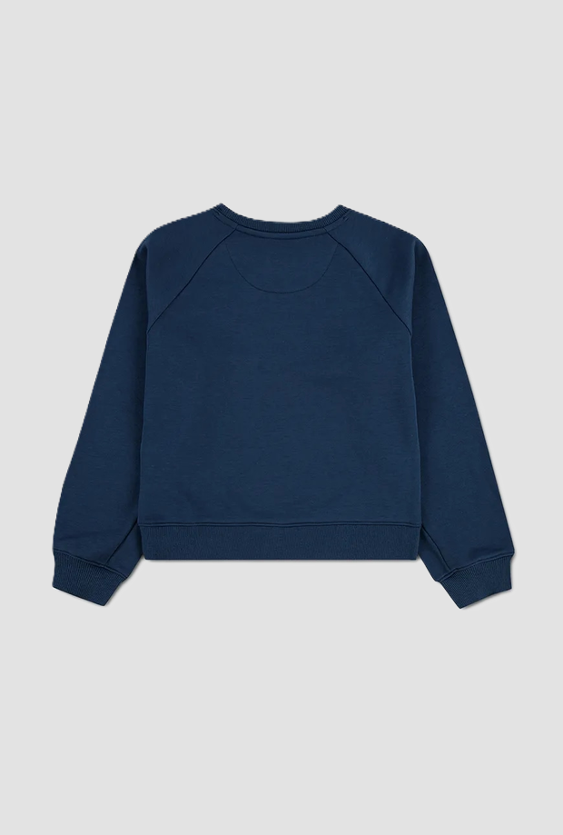 felpa girocollo con logo floreale bambina blu