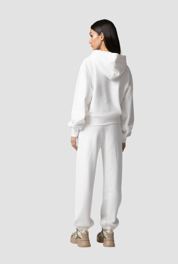 felpa con cappuccio e logo donna bianco
