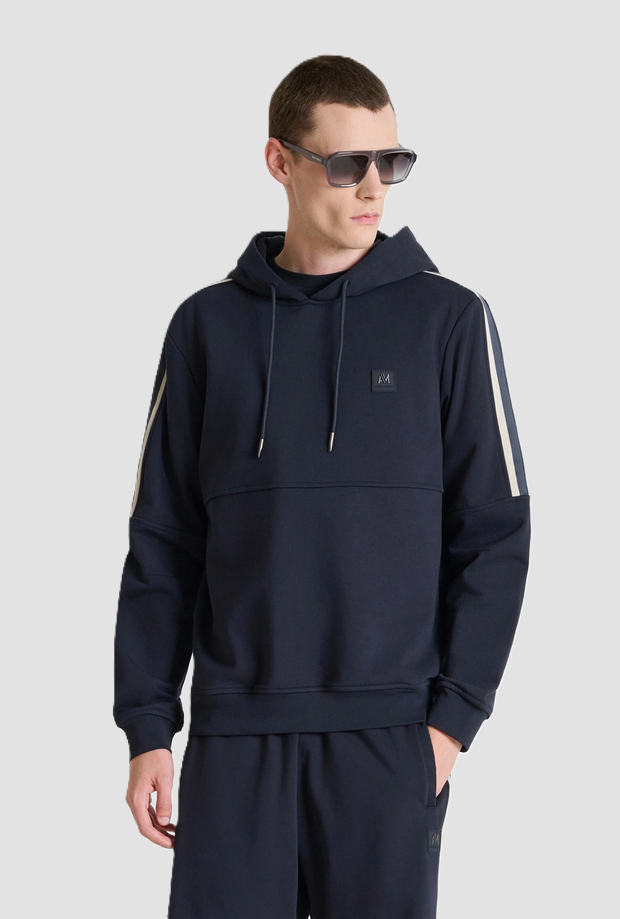 felpa con cappuccio da uomo blue marine