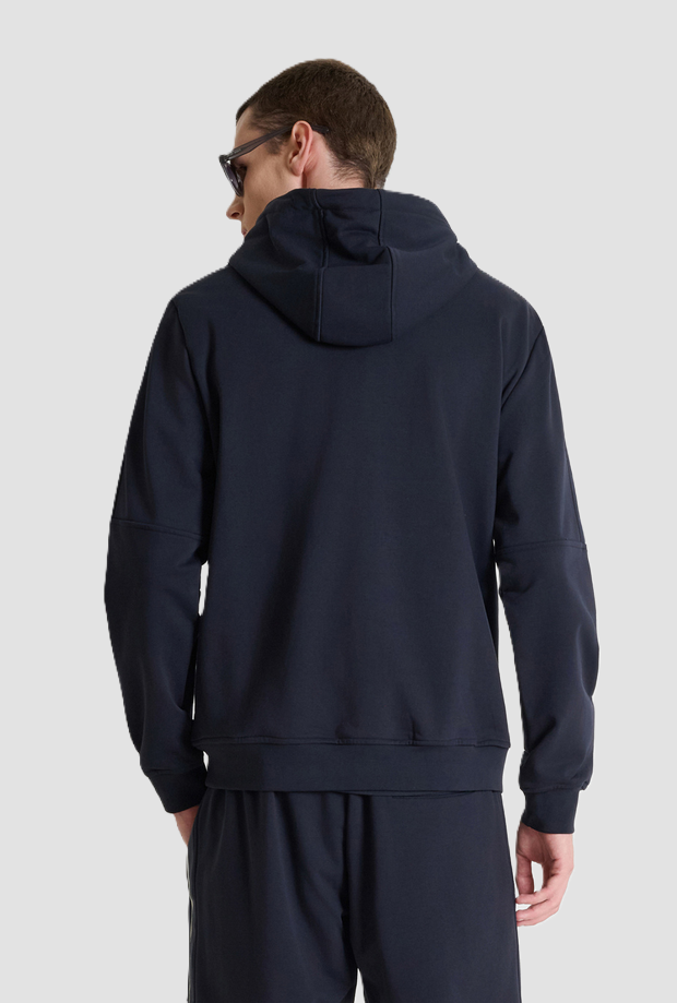 felpa con cappuccio da uomo blue marine