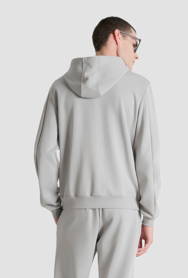 full-zip sweatshirt with hood man stone