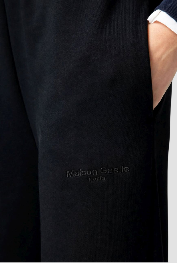 straight trousers in sweatshirt with embroidery logo