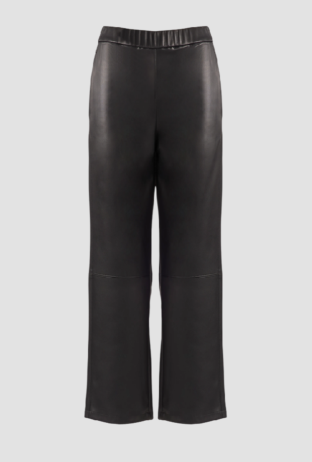 pantalones de pierna ancha en cuero negro