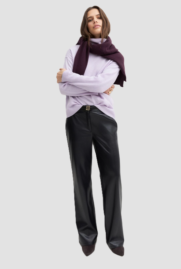 pantalone effetto pelle donna navy blue