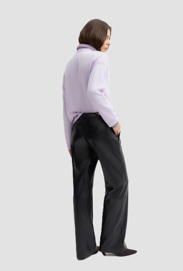 pantalone effetto pelle donna navy blue