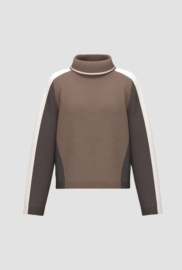 maglia a collo alto donna beige