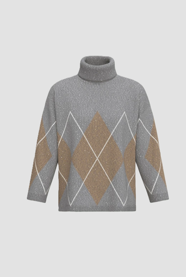 maglia misto lana con paillette donna silver