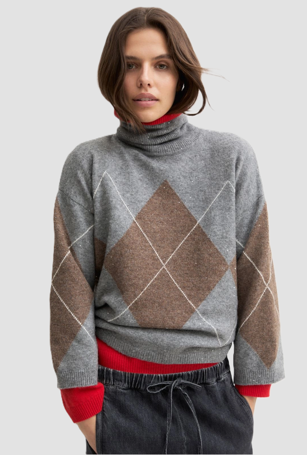 maglia misto lana con paillette donna silver