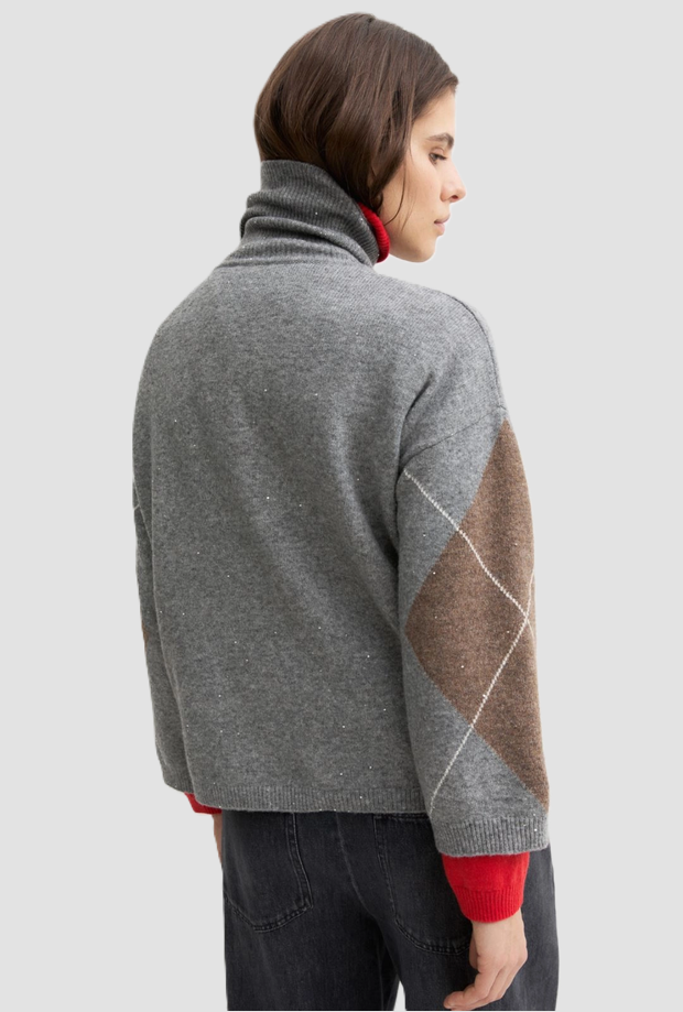 maglia misto lana con paillette donna silver