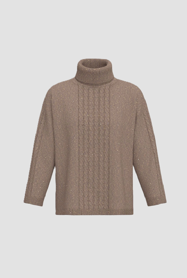 maglia in misto lana con paillette donna tortora