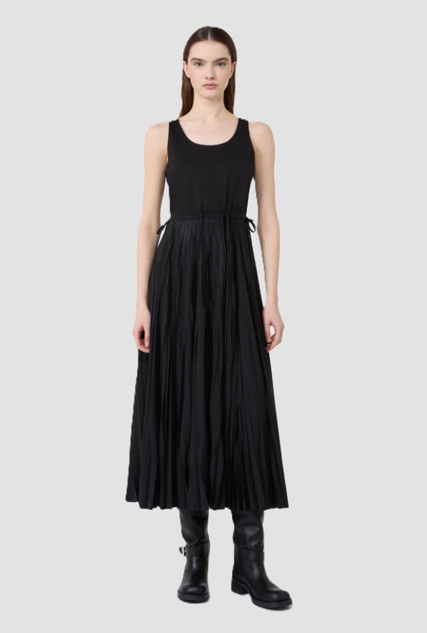 vestido con falda plissé mujer negra