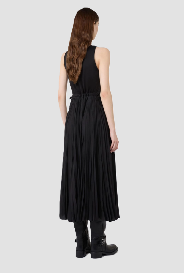 vestido con falda plissé mujer negra