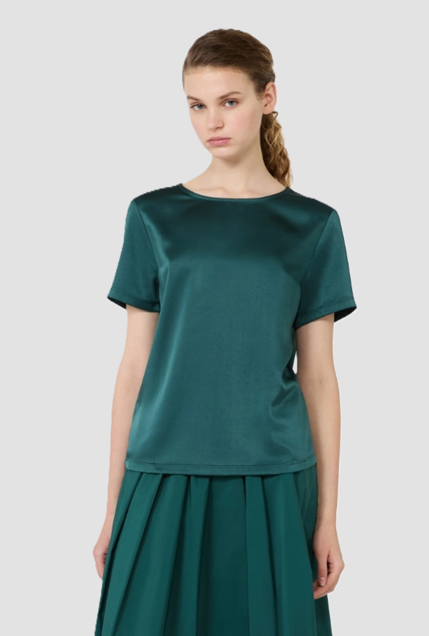 blouse en satin vert femme