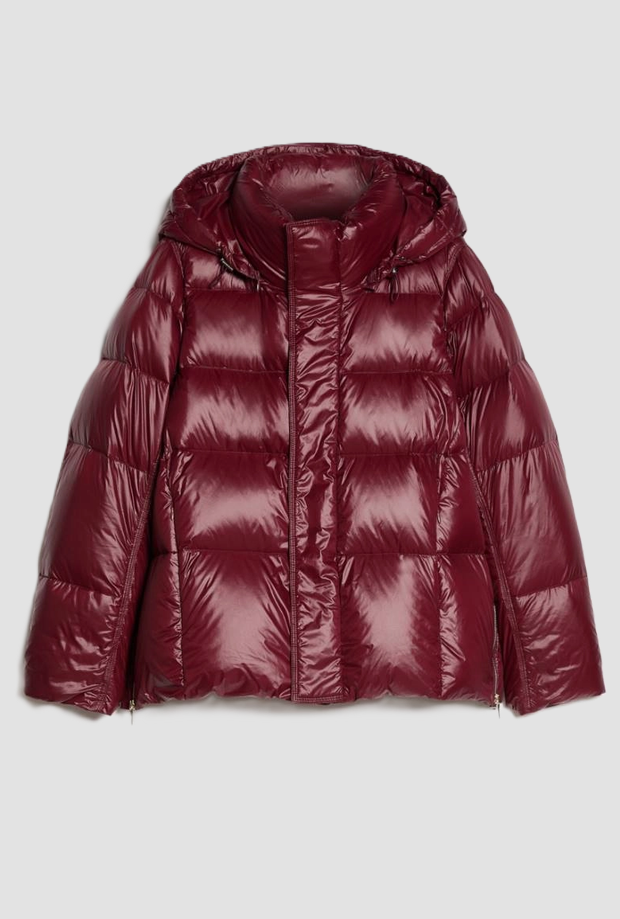 piumino antigoccia con cappuccio donna bordeaux