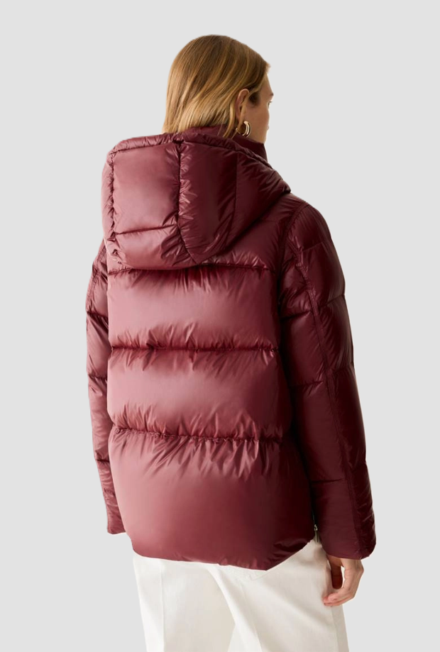 piumino antigoccia con cappuccio donna bordeaux