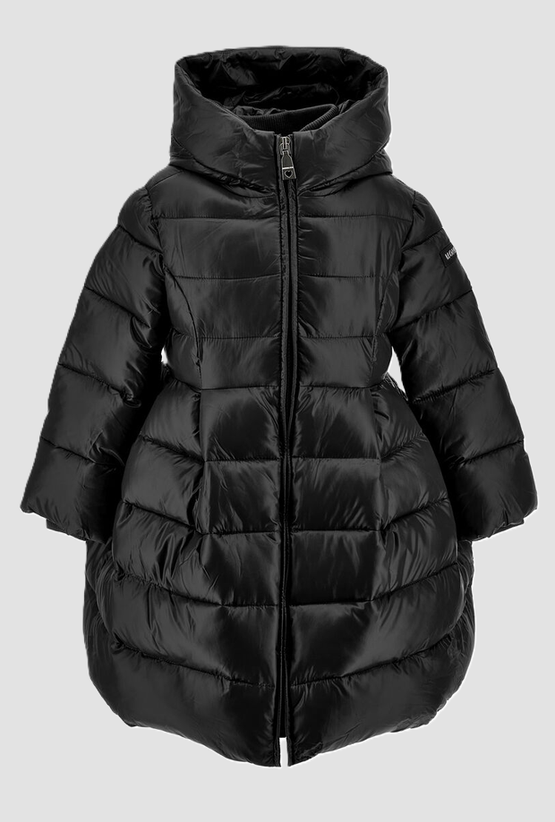 piumino con cappuccio trapuntato bambina nero