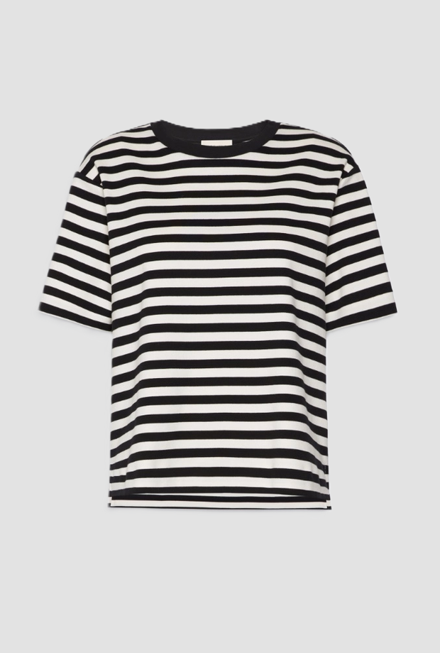 white-black striped boxy t-shirt