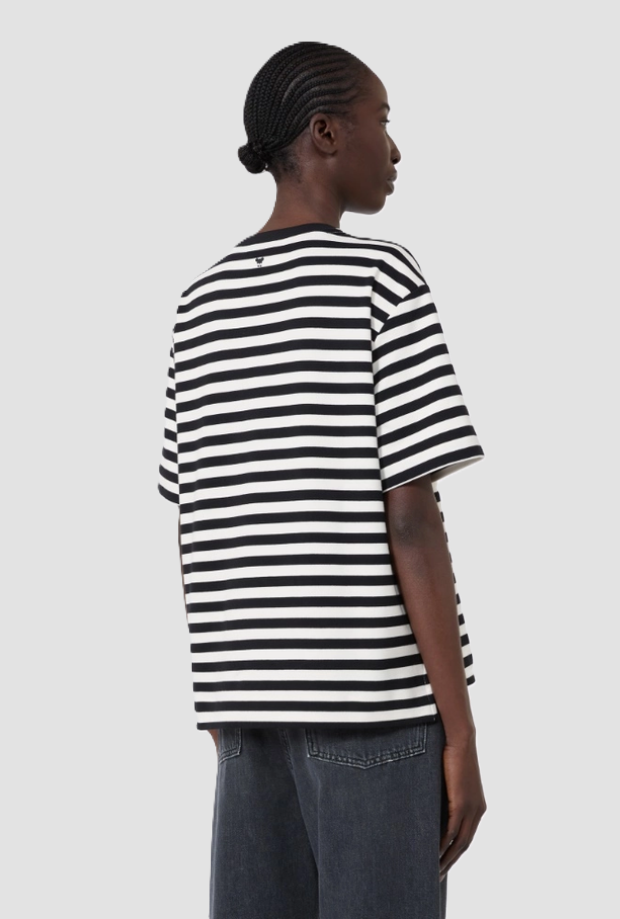white-black striped boxy t-shirt