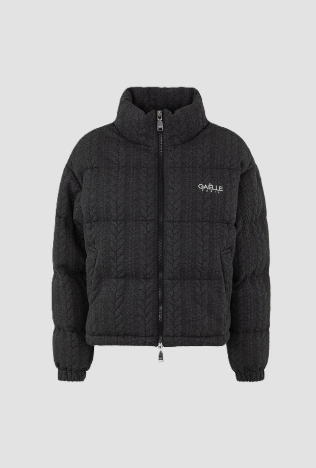 Strickbomber mit Logo Frau grau